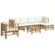 Sonata Set mobilier de grădină cu perne alb crem, 7 piese, bambus