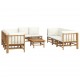 Sonata Set mobilier de grădină, cu perne alb crem, 9 piese, bambus