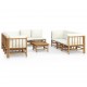 Sonata Set mobilier de grădină, cu perne alb crem, 9 piese, bambus