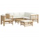 Sonata Set mobilier de grădină, cu perne alb crem, 8 piese, bambus
