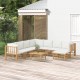 Sonata Set mobilier de grădină, cu perne alb crem, 9 piese, bambus