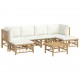 Sonata Set mobilier de grădină cu perne alb crem, 7 piese, bambus