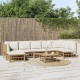 Sonata Set mobilier de grădină, cu perne alb crem, 8 piese, bambus