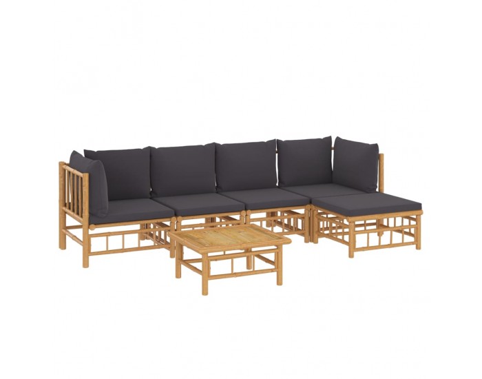 Sonata Set mobilier de grădină cu perne gri închis, 6 piese, bambus