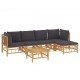 Sonata Set mobilier de grădină cu perne gri închis, 6 piese, bambus