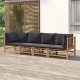 Sonata Set mobilier de grădină cu perne gri închis, 4 piese, bambus