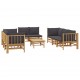 Sonata Set mobilier de grădină cu perne gri închis, 9 piese, bambus