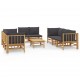 Sonata Set mobilier de grădină cu perne gri închis, 9 piese, bambus
