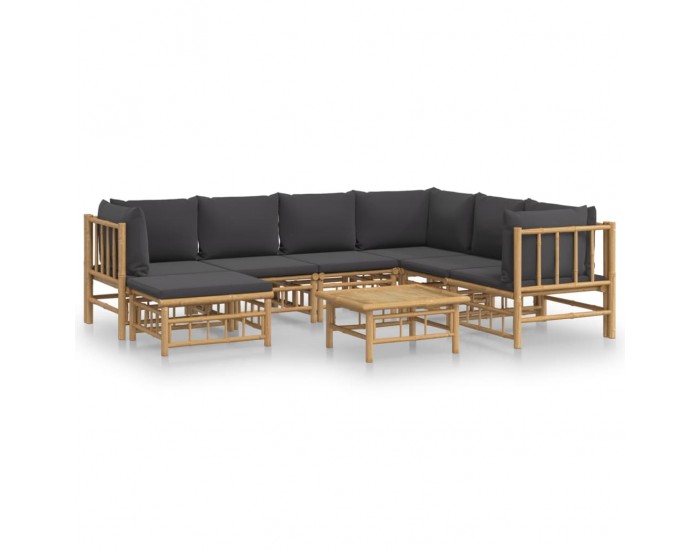 Sonata Set mobilier de grădină cu perne gri închis, 8 piese, bambus