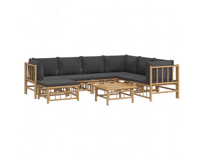 Sonata Set mobilier de grădină cu perne gri închis, 8 piese, bambus