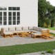 Sonata Set mobilier grădină cu perne gri deschis, 12 piese, lemn tec