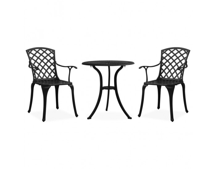 Sonata Set mobilier bistro, 3 piese, negru, aluminiu turnat