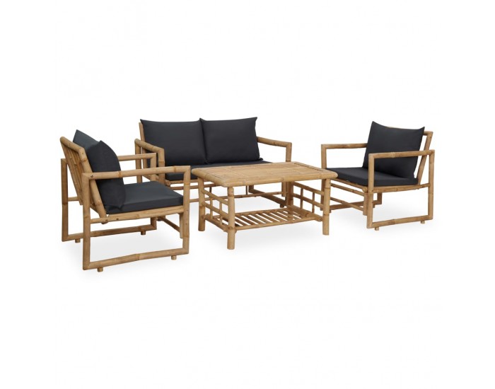 Sonata Set mobilier de grădină cu perne, 4 piese, bambus