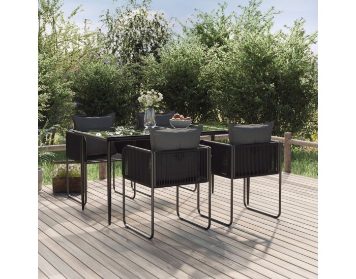Sonata Set de servit masa pentru grădină, 5 piese, negru