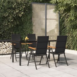 Sonata H Градински трапезен комплект, 5 части, черен и кафяв, полиратан - Seturi pentru exterior