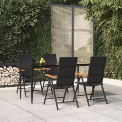 Sonata H Градински трапезен комплект, 5 части, черен и кафяв, полиратан - Seturi pentru exterior