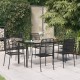Sonata Set de masă grădină, 7 piese, frânghie neagră din bumbac & oțel
