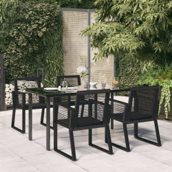 Sonata H Градински трапезен комплект от 5 части, черeн, PVC ратан - Seturi pentru exterior