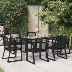 Sonata H Градински трапезен комплект от 7 части, черно, PVC ратан - Seturi pentru exterior