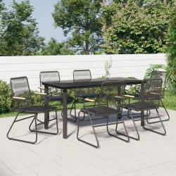 Sonata H Градински трапезен комплект от 7 части, черно, PVC ратан - Seturi pentru exterior