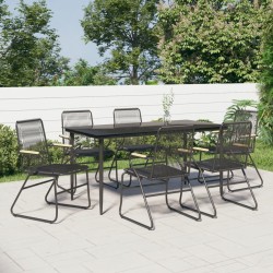 Sonata H Градински трапезен комплект от 7 части, черно, PVC ратан - Seturi pentru exterior