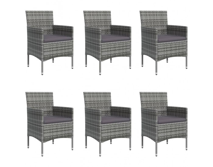 Sonata H Градински трапезен комплект с възглавници 7 части сиво и черно