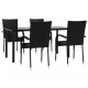 Sonata H Градински трапезен комплект, 5 части, черен, полиратан