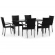 Sonata Set mobilier de grădină, 7 piese, negru, poliratan