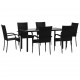 Sonata Set mobilier de grădină, 7 piese, negru, poliratan