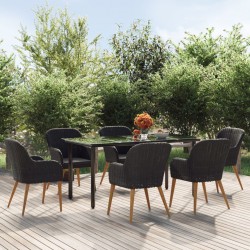 Sonata H Градински трапезен комплект с възглавници 7 части черен - Seturi pentru exterior
