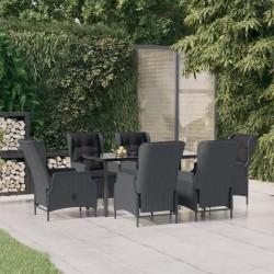Sonata H Градински трапезен комплект от 7 части, полиратан, тъмносив - Seturi pentru exterior
