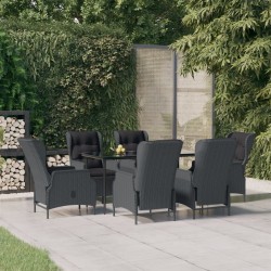 Sonata H Градински трапезен комплект от 7 части, полиратан, тъмносив - Seturi pentru exterior