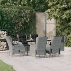 Sonata H Градински трапезен комплект от 7 части, светлосив, полиратан - Seturi pentru exterior