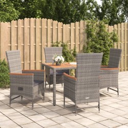 Sonata Set mobilier de grădină cu perne, 5 piese, gri, poliratan