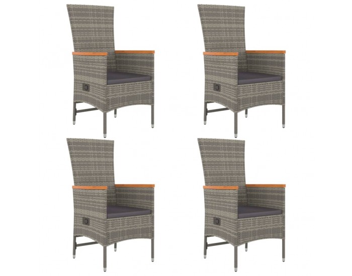 Sonata Set mobilier de grădină cu perne, 5 piese, gri, poliratan