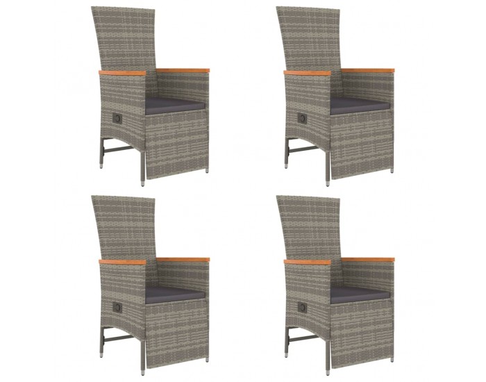 Sonata Set mobilier de grădină cu perne, 5 piese, gri, poliratan