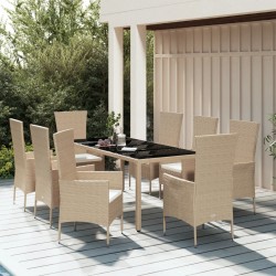 Sonata H Градински комплект с възглавници, 9 части, бежов полиратан - Seturi pentru exterior