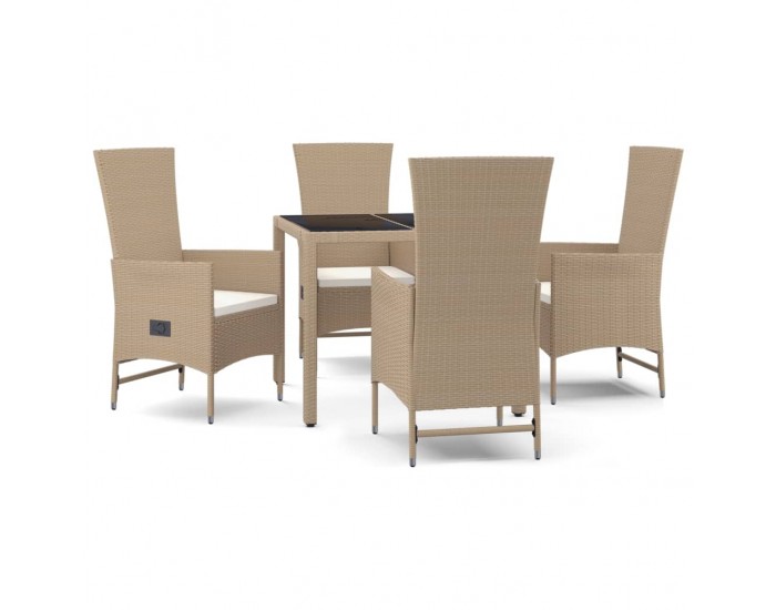 Sonata Set mobilier de grădină cu perne, 5 piese, bej, poliratan