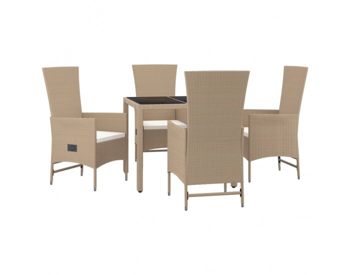 Sonata Set mobilier de grădină cu perne, 5 piese, bej, poliratan