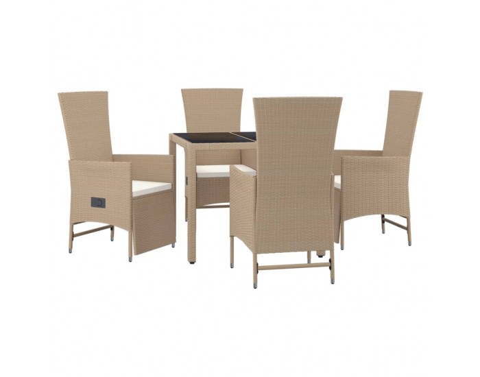 Sonata Set mobilier de grădină cu perne, 5 piese, bej, poliratan