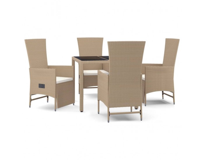 Sonata Set mobilier de grădină cu perne, 5 piese, bej, poliratan