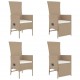 Sonata Set mobilier de grădină cu perne, 5 piese, bej, poliratan