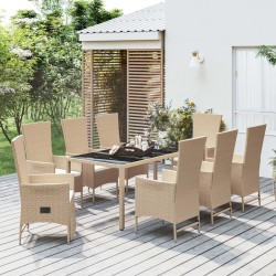 Sonata H Градински комплект с възглавници, 9 части, бежов полиратан - Seturi pentru exterior