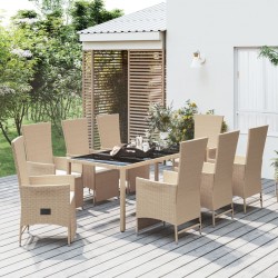 Sonata H Градински комплект с възглавници, 9 части, бежов полиратан - Seturi pentru exterior