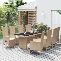 Sonata H Градински комплект с възглавници, 9 части, бежов полиратан - Seturi pentru exterior