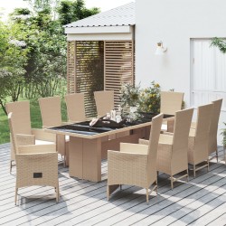 Sonata H Градински комплект с възглавници, 11 части, бежов полиратан - Seturi pentru exterior