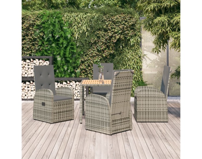 Sonata Set mobilier de grădină cu perne, 5 piese, gri, poliratan