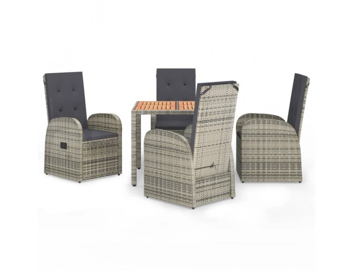 Sonata Set mobilier de grădină cu perne, 5 piese, gri, poliratan