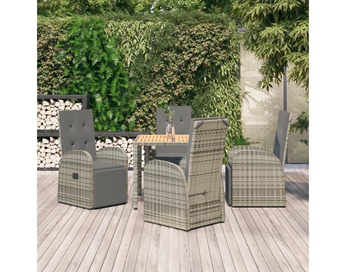 Sonata Set mobilier de grădină cu perne, 5 piese, gri, poliratan