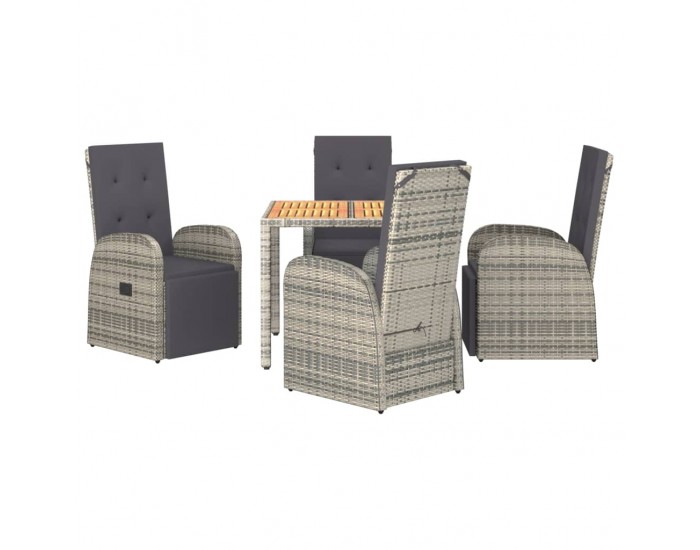 Sonata Set mobilier de grădină cu perne, 5 piese, gri, poliratan